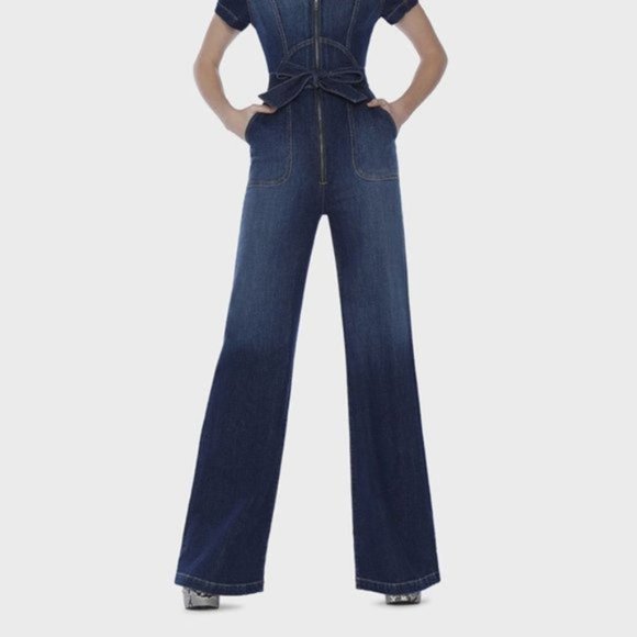 Alice Olivia Dark Blue Denim Jumpsuit US 29 - Picture 5 of 14